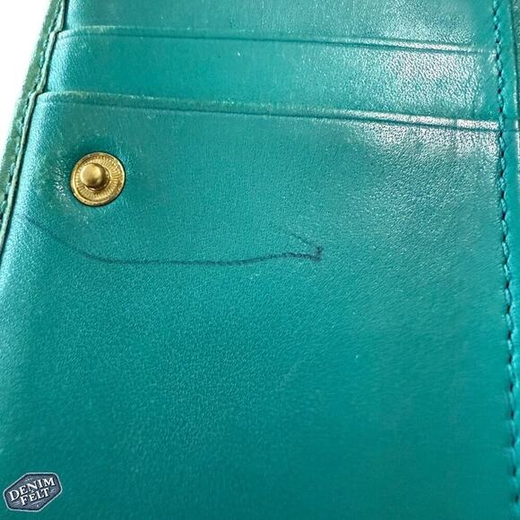 Coach Vintage Signature Canvas & Leather Trim Wallet Green/Brown Trifold - Picture 9 of 12